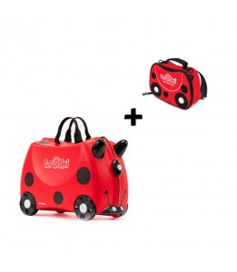 Trunki komplet kovček Pikapolonica Harley in rdeča torbica za malico