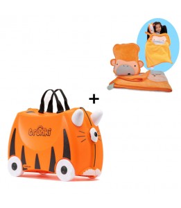 Trunki komplet kovček tiger Tipu in oranžna odejica