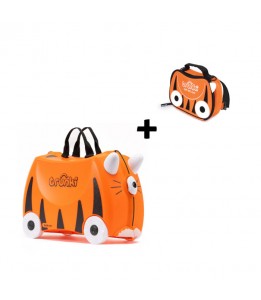 Trunki komplet kovček tiger Tipu in oranžna torbica za malico