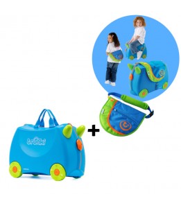Trunki komplet kovček Trixie in Saddle Bag modra