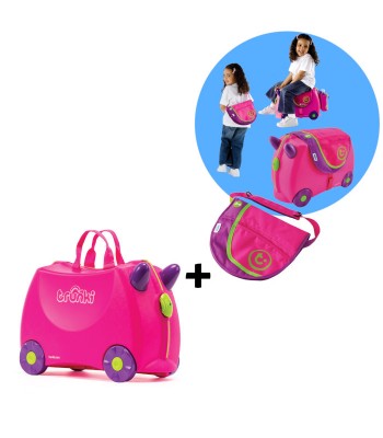 Trunki komplet kovček Trixie in Saddle Bag rožnat